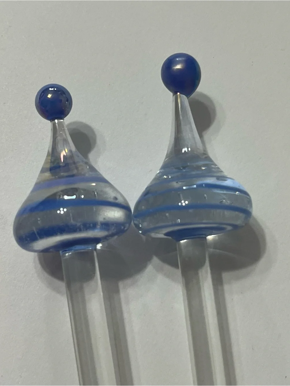 Pier One Hand Blown Glass Cocktail Stirrers Swizzle Sticks Barware Party Hats
